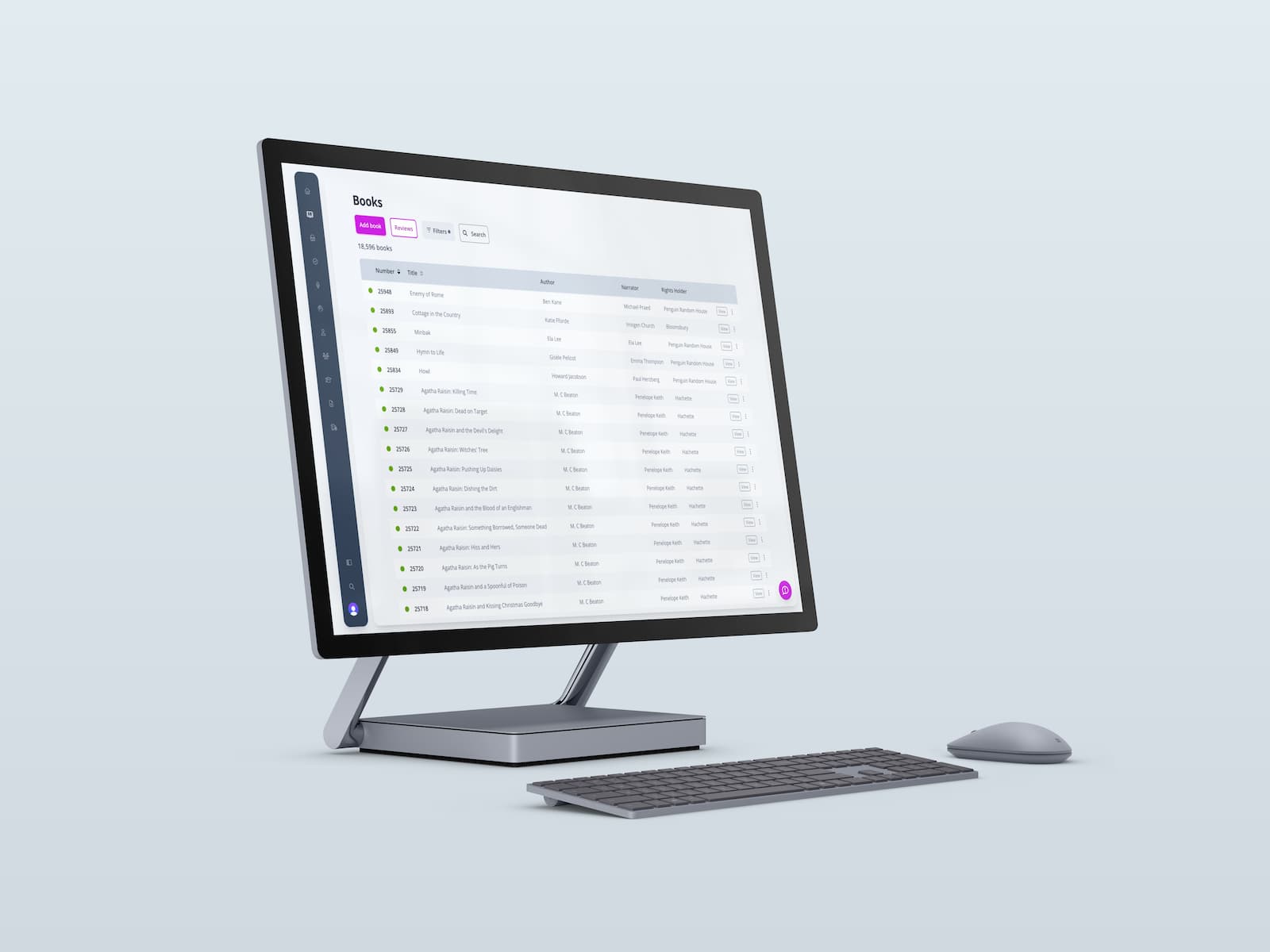 A mockup of the Books page, showing the new design and layout of the system