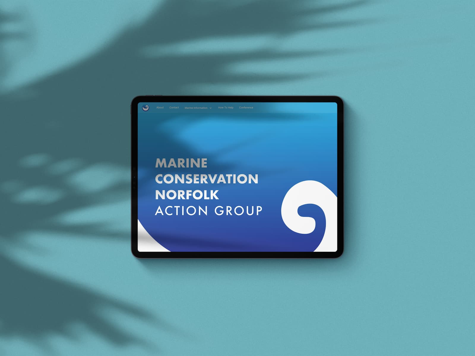 The front page of the MCNAG website, showing the branding and responsive icon.