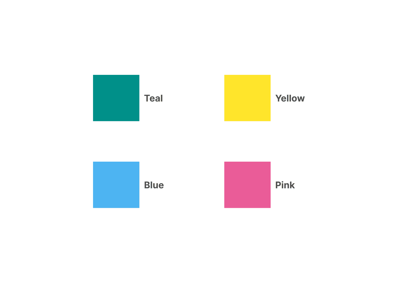 The colour palette for the Plankton Project, showing the Teal, Yellow, Blue and Pink used in the branding.