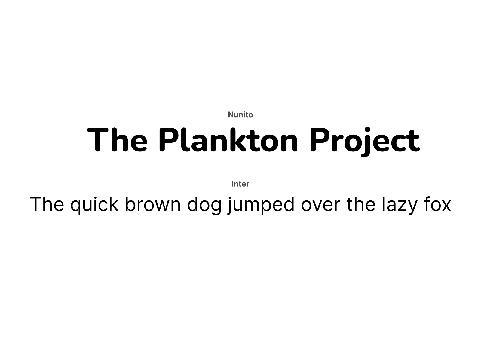 The fonts used for the Plankton Project brand - Nunito and Inter.
